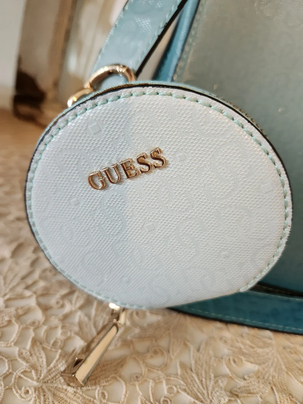 GUESS Blue Ombre Satchel with Removable Crossbody Strap And Matching Changebag